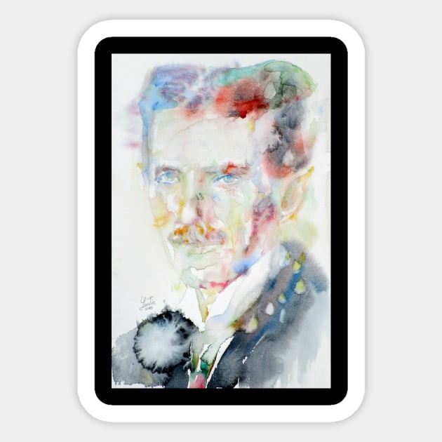 NIKOLA TESLA watercolor portrait .1 Sticker by lautir